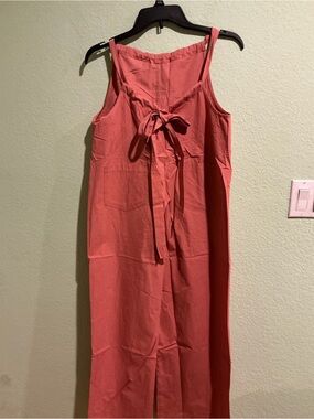 Tie-Back Sleeveless Maxi Dress in Coral Pink